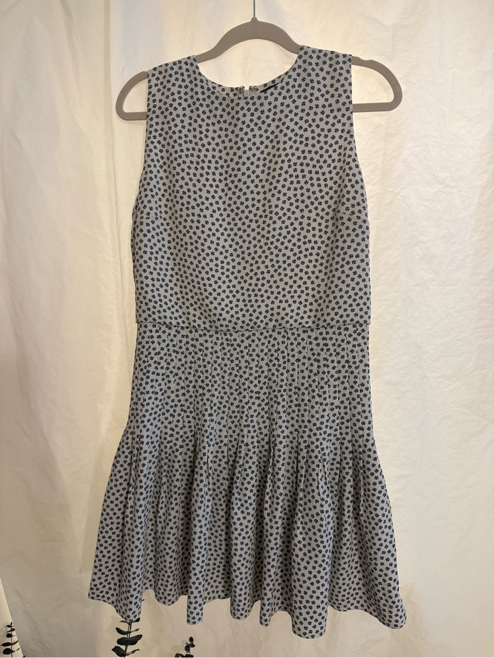 Ann Taylor Light Blue and Navy Polka Dot Sleeveless Dress